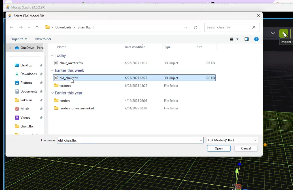 FBX file selection
