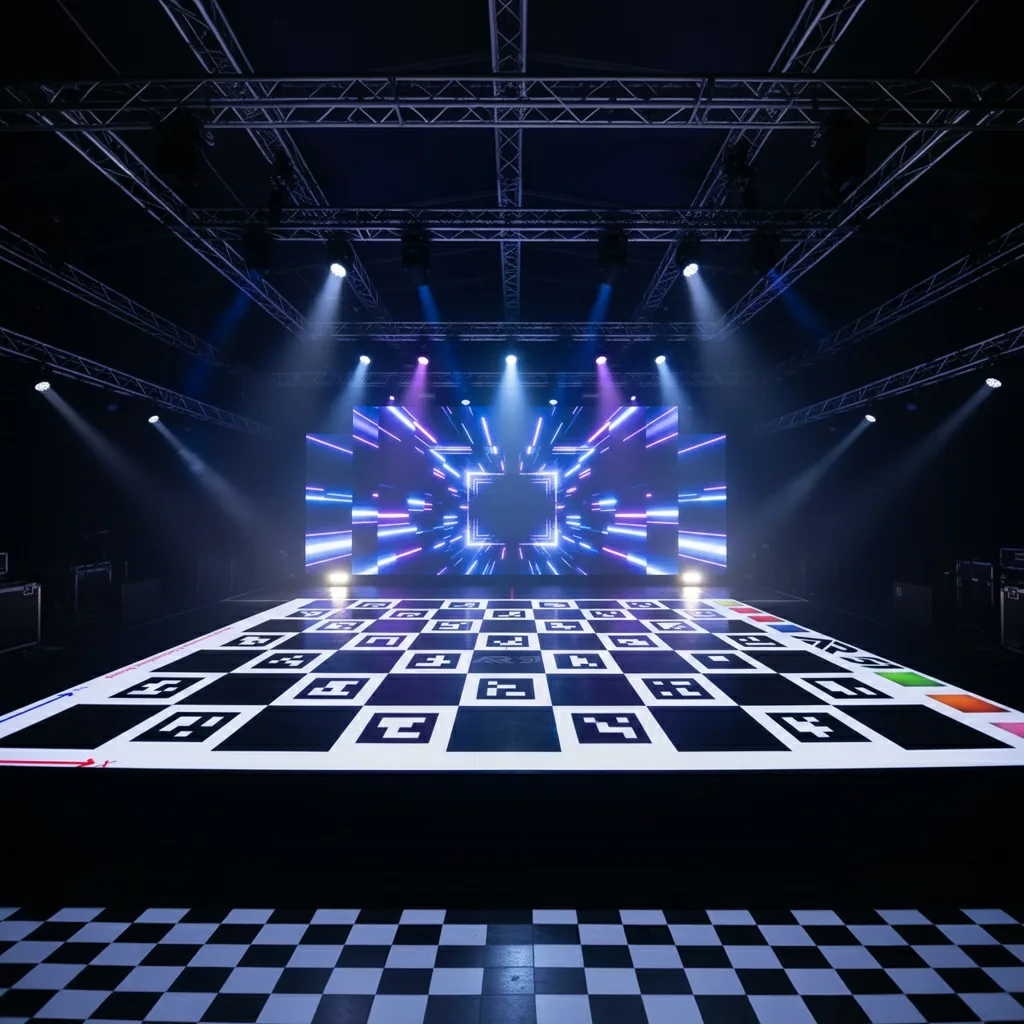 LED stage synchronization — Calibration board on stage