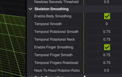 Enable Finger Smoothing and the Temporal Fingers Rotational value