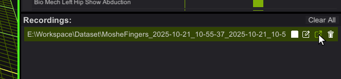 Recording Panel � Export Button