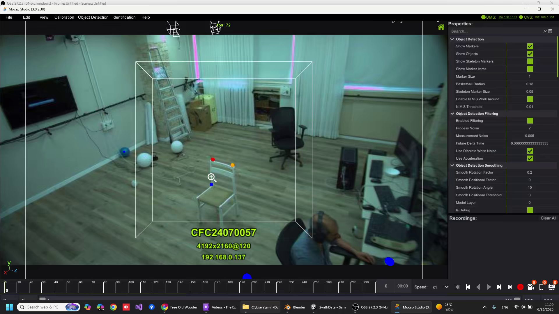 Markers placed on the object