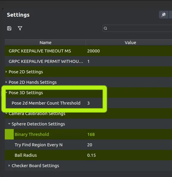 The Pose 2D Member Count Threshold server parameter